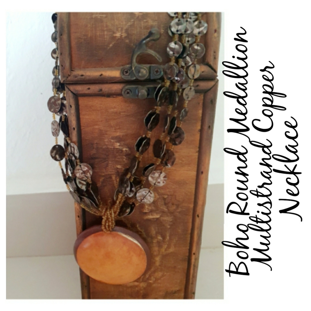 Boho Round Medallion Multistrand Necklace - Picture 10 of 12